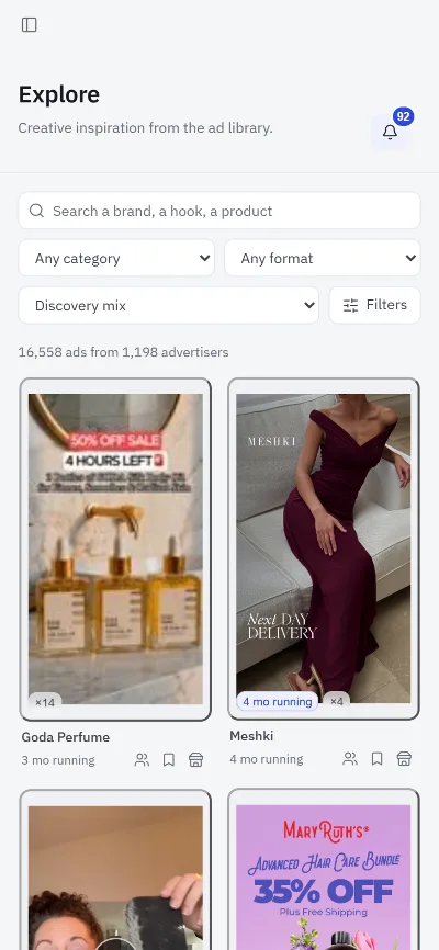 The Explore library on a phone.